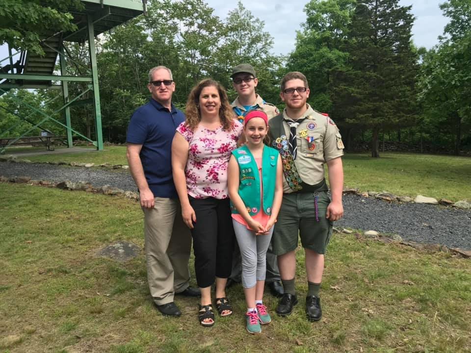Eagle Scout Brandon Rein poses with his proud parents, David and Aileen, and siblings, Noah and Chelsea, at the site of his Eagle Scout project.